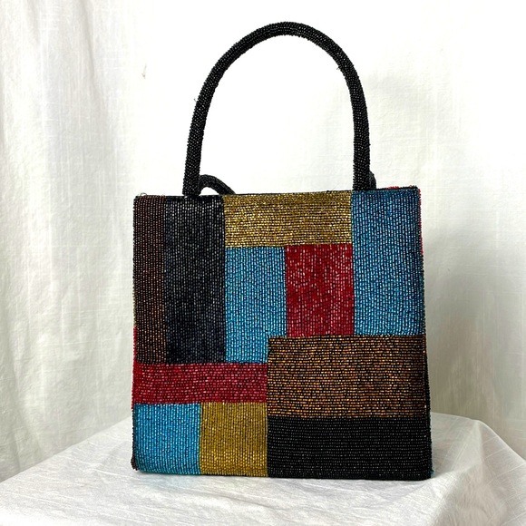 Unknown Handbags - Beaded Purse handbag tote colour block NWOT Millicent ?